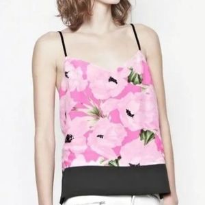 French Connection Pink Floral Poppy Polly Thin Strap Camisole Tank Top Sz. Small